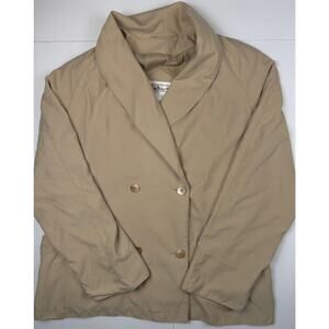 Talbots Womens Jacket Beige Size M Lightweight Button Front Coat Classic